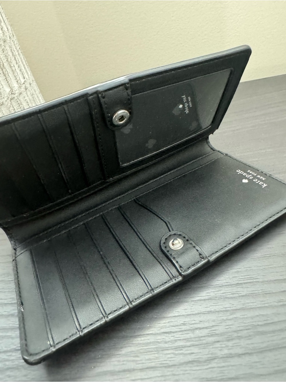 kate spade Two-Tone Saffiano Leather Continental Wallet in White & Light Gray - Picture 9 of 9